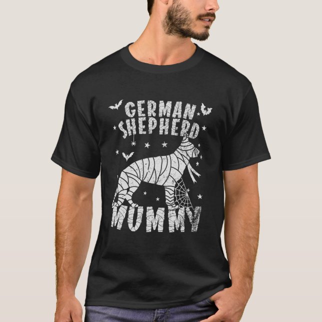T-shirt Ger Shepherd Mummy Halloween (Devant)