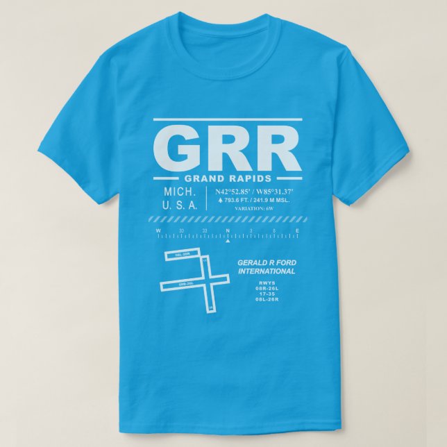 T-shirt Gerald R. Ford International Airport GRR (Design devant)