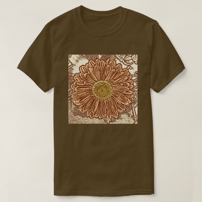T-shirt Gerbera Daisy Block Imprimer - brun et bronze (Design devant)
