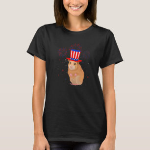 T-shirt Gerbil Graphic Rouge Blanc Bleu Feu d'artifice Déc