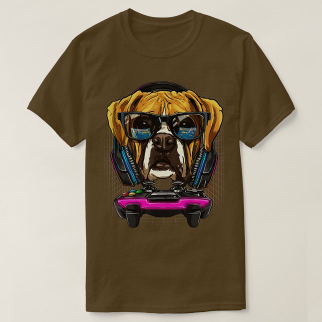 T-shirt German Boxer Dog  Computer Video Game Lover Gaming (Design devant)