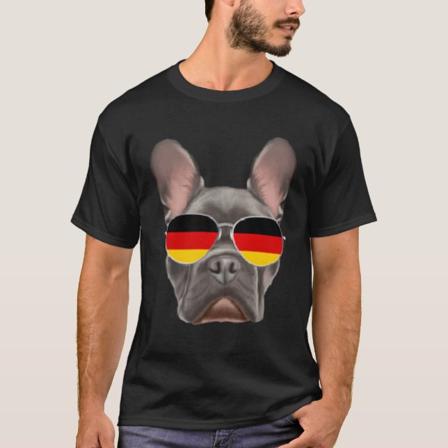 T-shirt German Flag French Bulldog Dog Germany Pocket (Devant)