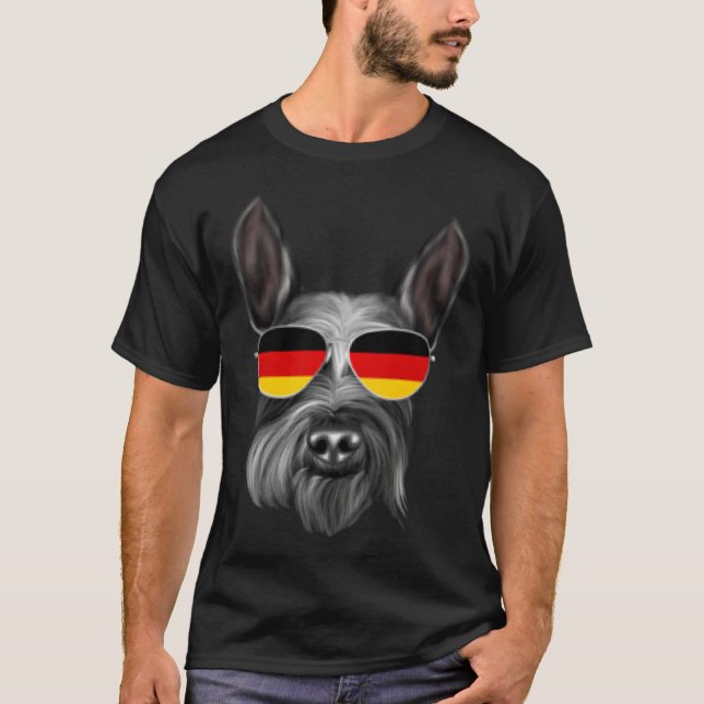 T-shirt German Flag Giant Schnauzer Dog Germany Pocket (Devant)