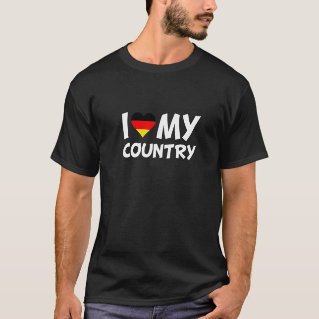 T-shirt German Flag Heart I Love My Country Germany (Devant)