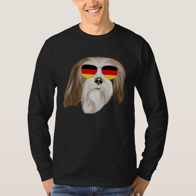 T-shirt German Flag Lhasa Apsos Dog Germany Pocket (Devant)