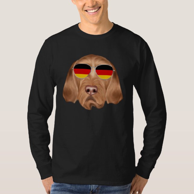 T-shirt German Flag Wirehaired Vizsla Dog Germany Pocket (Devant)