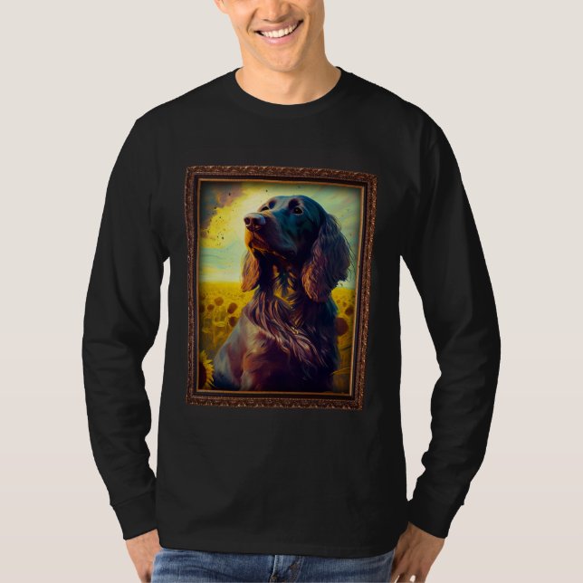 T-shirt German Longhaired Pointer Painting Sunflower Flowe (Devant)