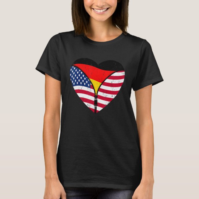 T-shirt German Roots America Grown For Half Germany Americ (Devant)