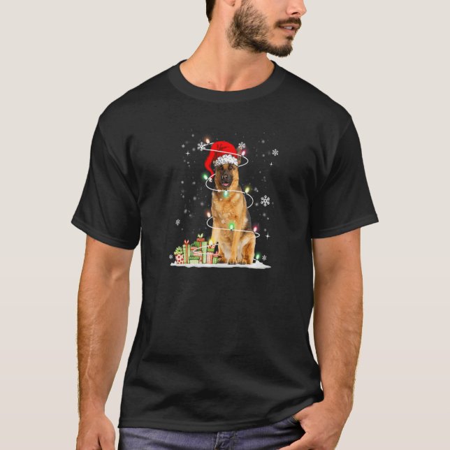 T-shirt German Shepherd Christmas Santa Hat  Christmas Dog (Devant)