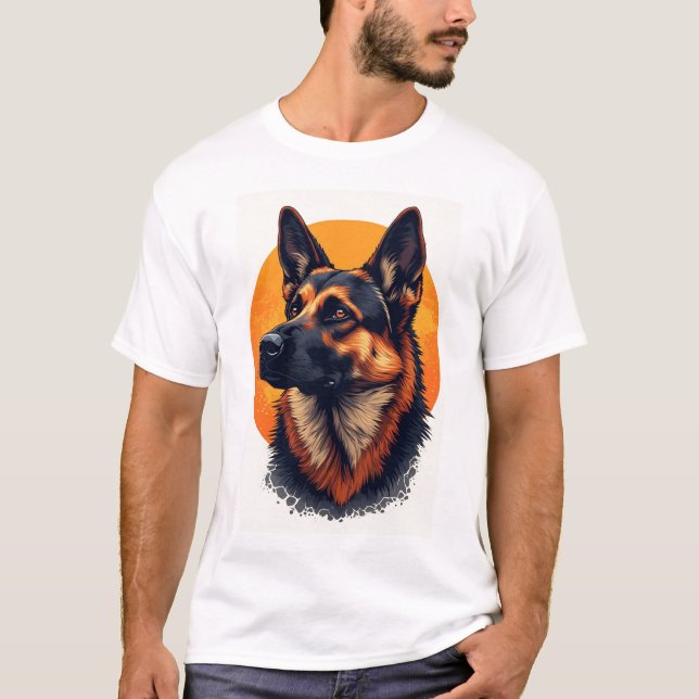 T-shirt German Shepherd Dog Portrait Graphic (Devant)