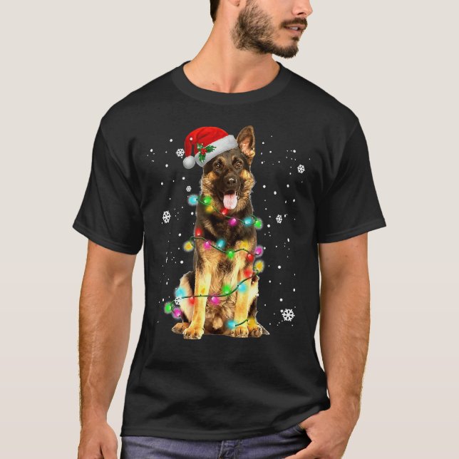 T-shirt German Shepherd Dog Tree Christmas Sweater Xmas Do (Devant)