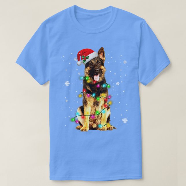 T-shirt German Shepherd Dog Tree Christmas Sweater Xmas Do (Design devant)