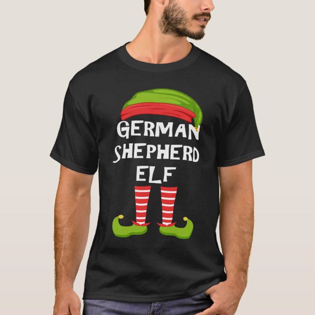T-shirt German Shepherd Elf Matching Family Christmas Part (Devant)