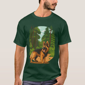 T-shirt German Shepherd Forest Adventure Dog 