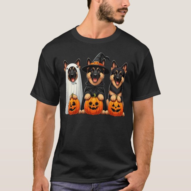 T-shirt German Shepherd Ghost Halloween Dog Lovers (Devant)