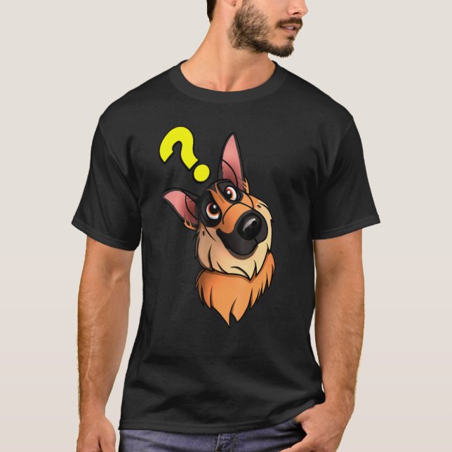 T-shirt German Shepherd Head Tilt With Question Mark (Devant)