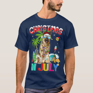 T-shirt German Shepherd in Santa Hat Sunglasses Christmas 