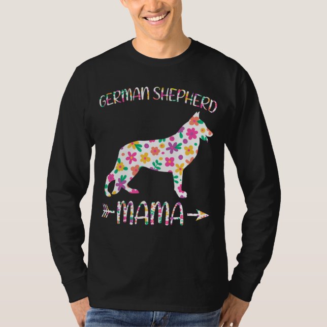T-shirt German Shepherd Mama Floral Dog Mom Mothers Day (Devant)