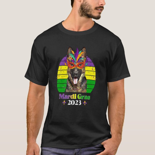T-shirt German Shepherd Party Dog Mardi Gras 2023 (Devant)