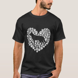 T-shirt German Shepherd Pup Paw Print Heart  Alsatian Mom