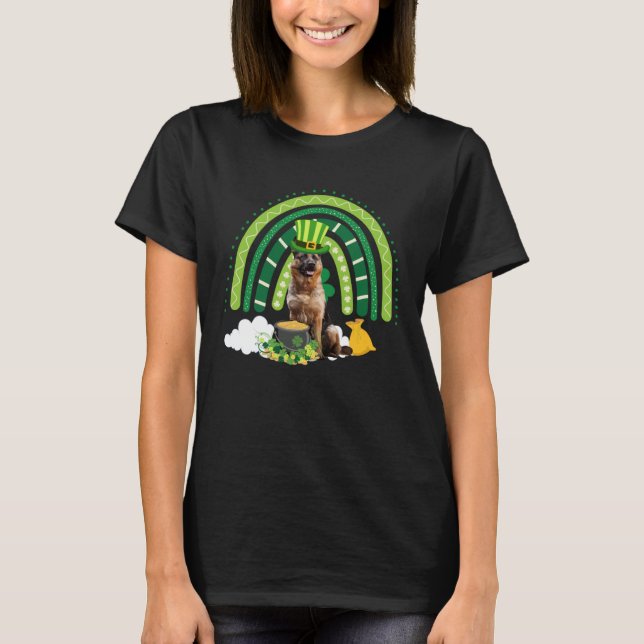 T-shirt German Shepherd Shamrock St Patricks Day Rainbow G (Devant)