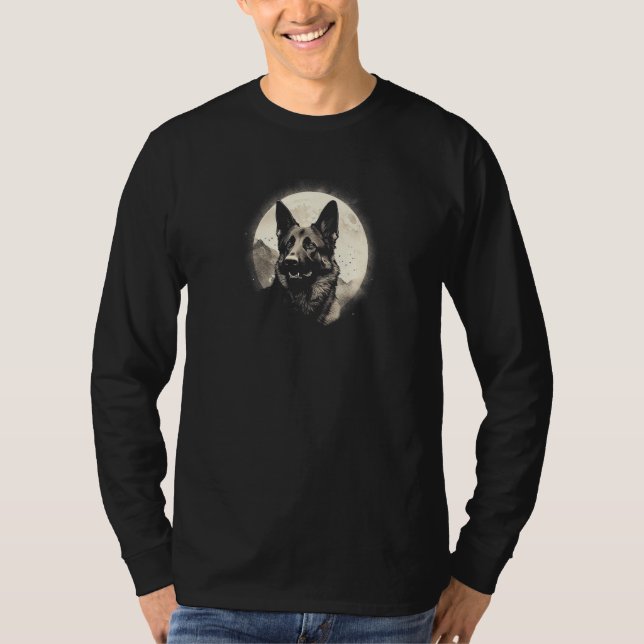 T-shirt German Shepherd With Full Moon in Background - Dog (Devant)
