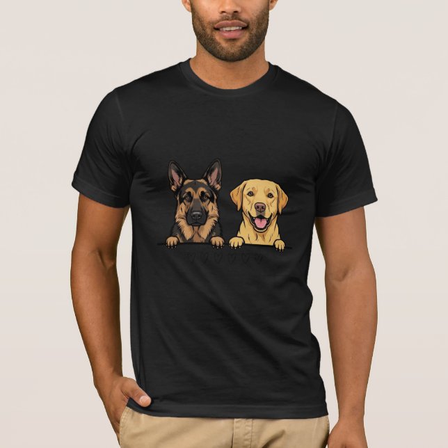 T-shirt German Shepherd & Yellow Lab Best Friends (Devant)