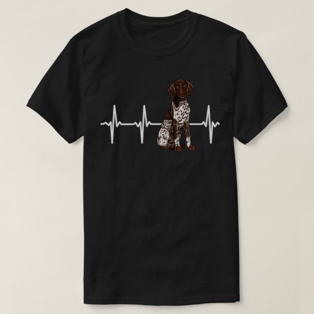 T-shirt German Shorthaired Pointer Heartbeat Dog Lover  (Design devant)