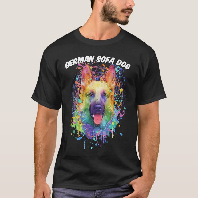 T-shirt German Sofa Dog  German Shepherd Humor Shepard (Devant)