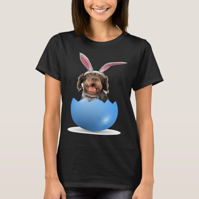 T-shirt German Wirehaired Pointer Dog Easter Bunny Egg Hun (Devant)
