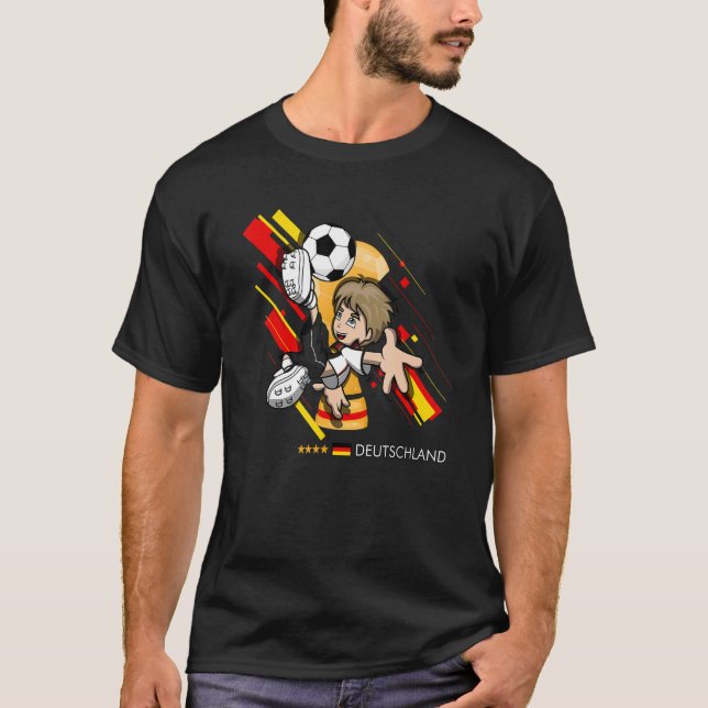 T-shirt Germany Flag Kids Playing Soccer Goal Dabbing (Devant)