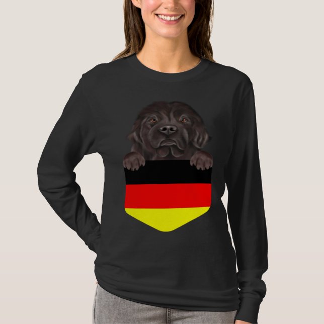 T-shirt Germany Flag Newfoundland Dog In Pocket (Devant)
