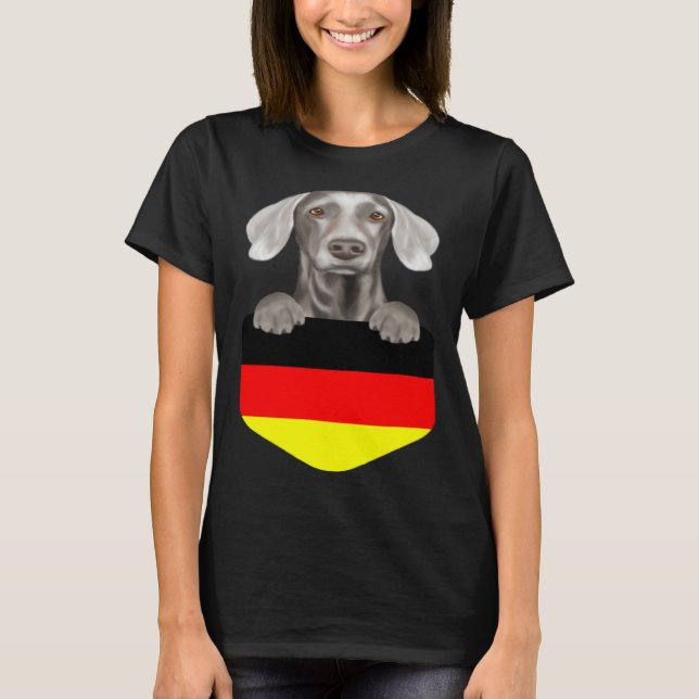 T-shirt Germany Flag Weimaraner Dog In Pocket (Devant)