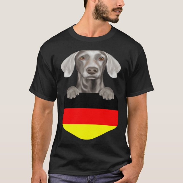 T-shirt Germany Flag Weimaraner Dog In Pocket (Devant)