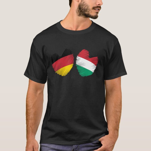 T-shirt Germany Hungary Heart German Flag Hungarian Flag H (Devant)