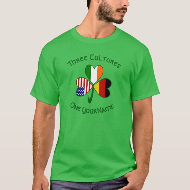 T-shirt Germany Ireland USA Shamrock Flag Personalized (Devant)
