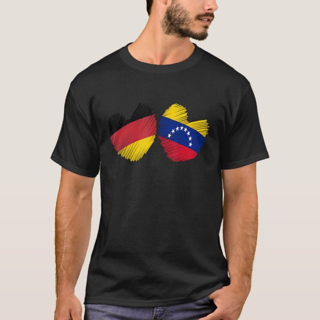 T-shirt Germany Venezuela Heart German Flag Venezuelan Fla (Devant)