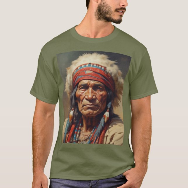 T-shirt Geronimo Portrait du chef guerrier indien (Devant)
