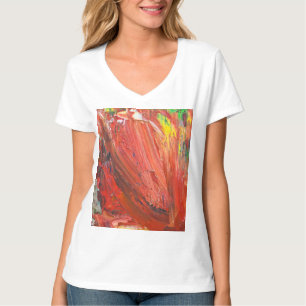 T-shirt Geste Vertical Abstrait en Rouge