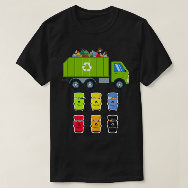 T-shirt Gestion des déchets Recyclage poubelles poubelles  (Design devant)