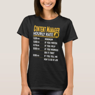 T-shirt Gestionnaire de contenu Taux horaire Producteur de