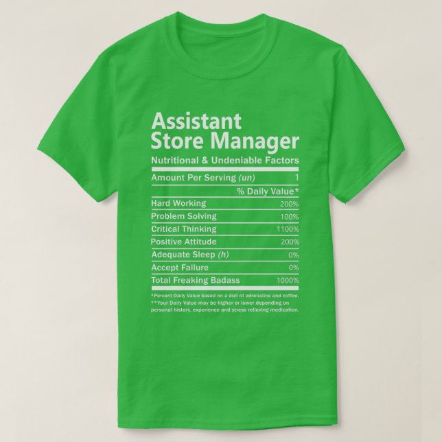 T-shirt Gestionnaire De Magasin Assistant Nutritionnel Et  (Design devant)