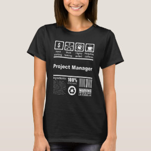 T-shirt Gestionnaire de projet Faits nutritionnels pour ge