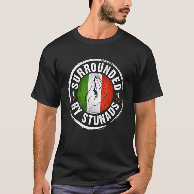 T-shirt Gesture À Main Italienne Amusante Entourée De Stun (Devant)