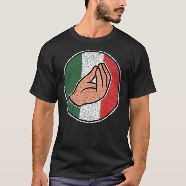 T-shirt Gesture à main italienne avec drapeau italien (Devant)