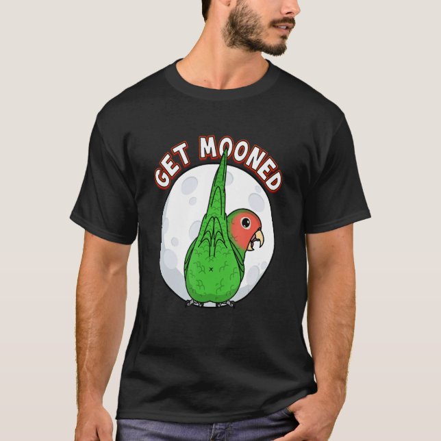 T-shirt Get Mooned I Parrot Underfluffies Rosy-faced Green (Devant)