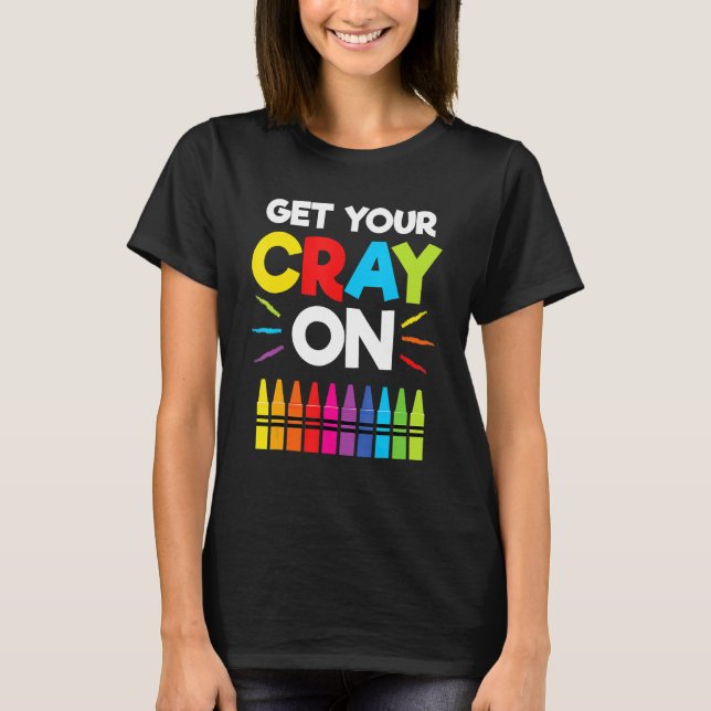 T-shirt Get Your Crayon Boys Girls Kids 100th Day Of Schoo (Devant)