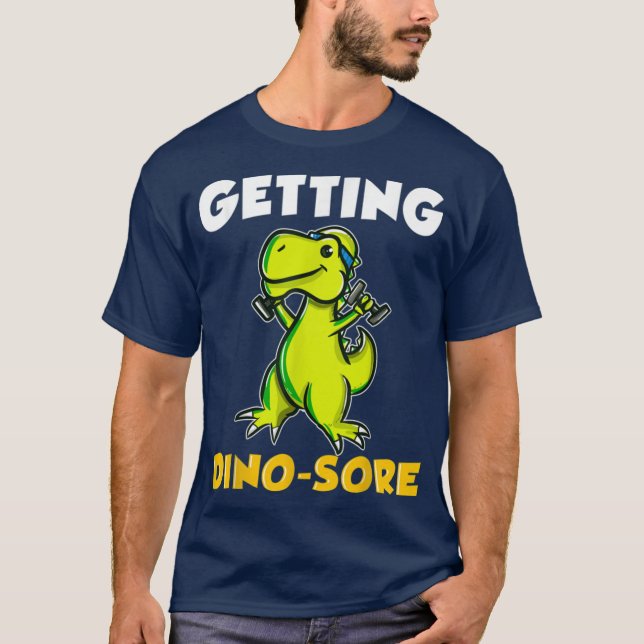 T-shirt Getting DinoSore Workout Gym Dinosaur deadlift din (Devant)