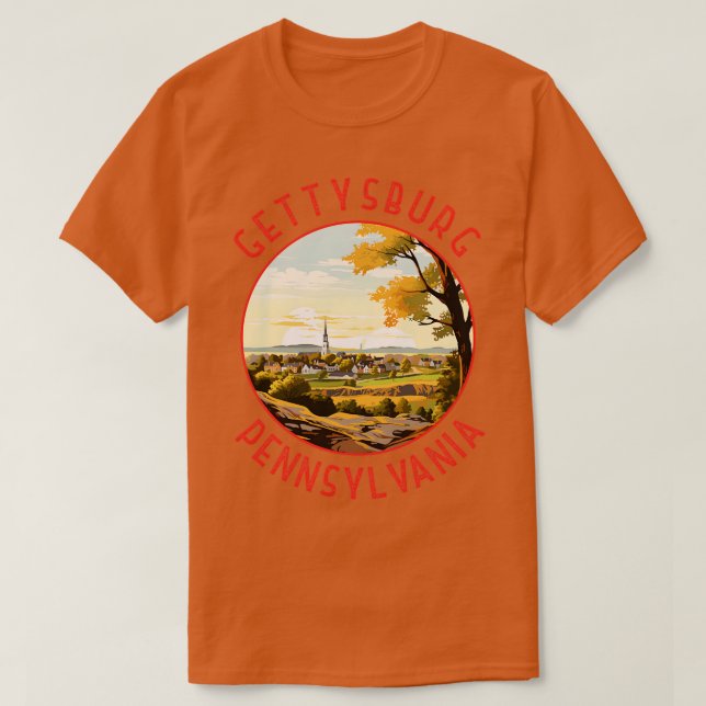 T-shirt Gettysburg Pennsylvanie Retro Cercle en détresse (Design devant)