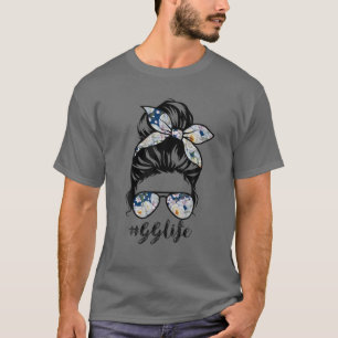 T-shirt GG Life Messy Hair Bun Floral Femmes Fête des mère